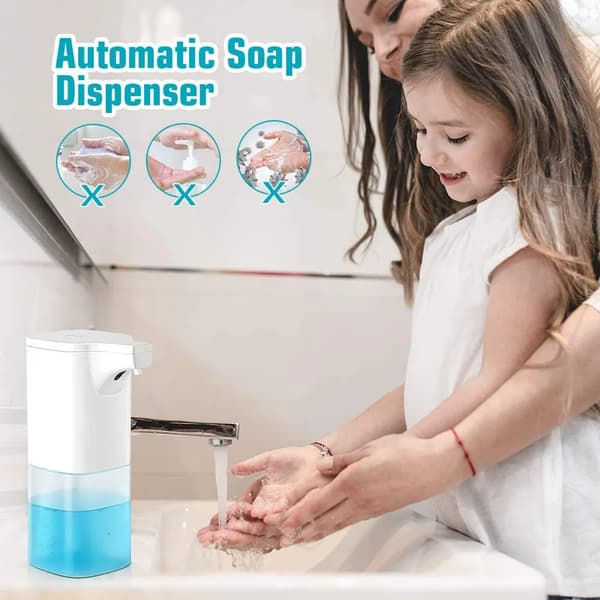Automatisk skumsæbedispenser IR-sensor 350 ml hvid ABS IPX3 Kræver 4 AA-batterier Bad Køkken
