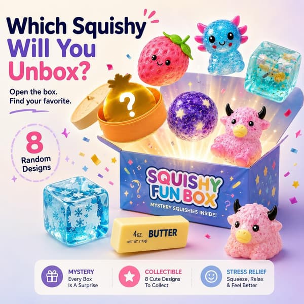 8-delad Mystery Box Squishy Set Blind Malt Socker Långsam Återgång Sensoriska Fidget Leksaker Gåva 8-Piece Box Mystery