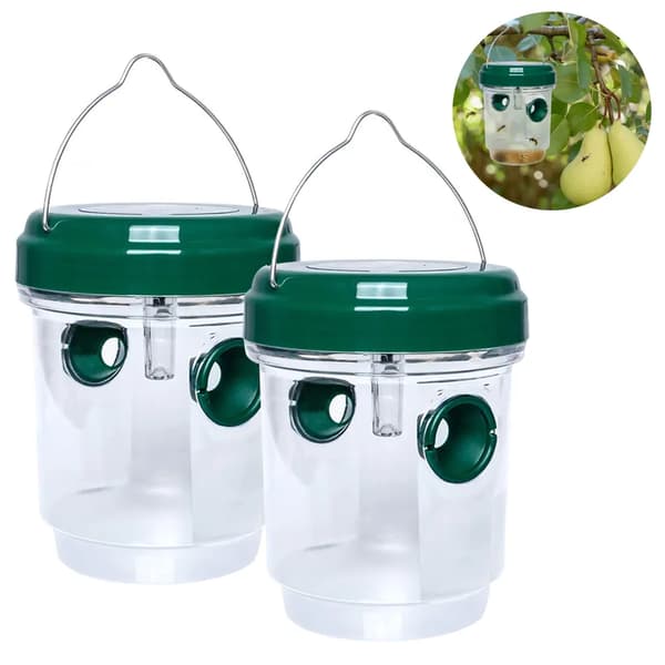 Solcellsgetingfälla 2-pack Grön LED-lampa Hängande Balkong Trädgård Insektsfångare