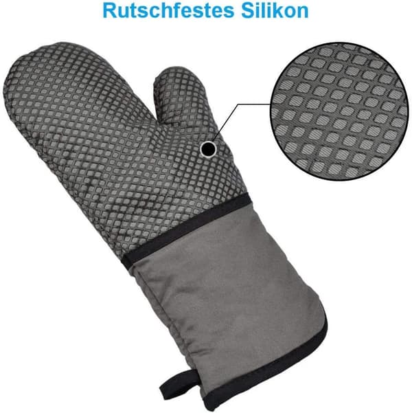 Ovnsvotter 1 par silikon bomull sklisikker varmebestandig 260C 35 cm grå baking