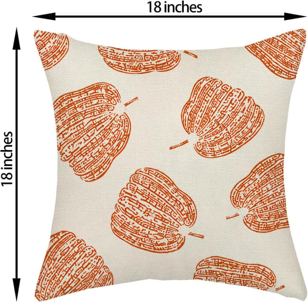Höstbrända orange pumpamönstrade kuddfodral 18x18, set om 2 Set of 2