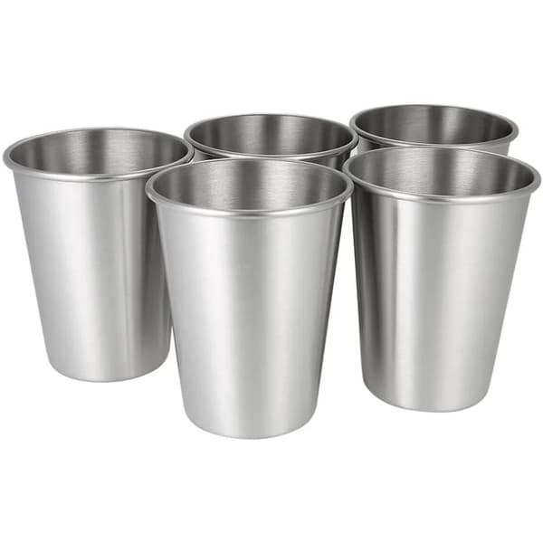 5 stapelbara koppar i rostfritt stål 350 ml