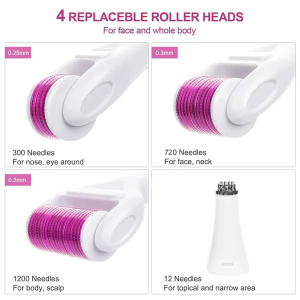 6-i-1 Microneedle Derma Roller för ansiktsvård, anti-rynk, bristningar, håravfall