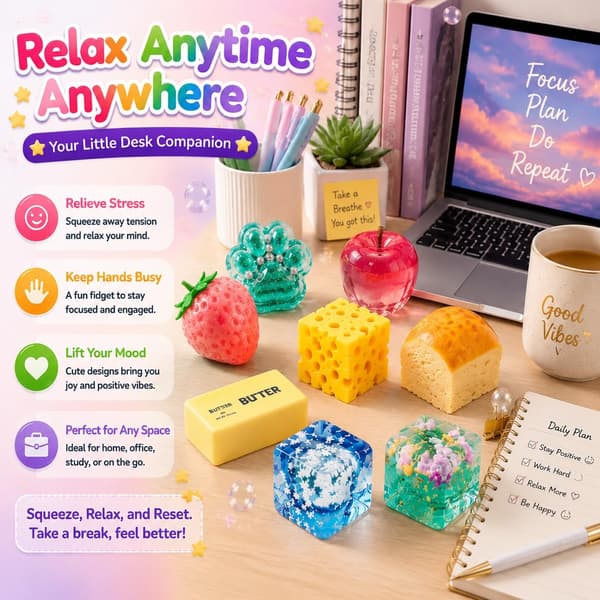 8-pakning Squishy Fun Box Set Sakte Stigende Malt Sukker Fidget Leker Skrivebordsdekor Gaveeske 8 Pack Squishy