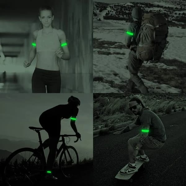 LED reflekterende armbånd 4 stk 3 lysmoduser Nattløping Sykling Turgåing 28-32 cm
