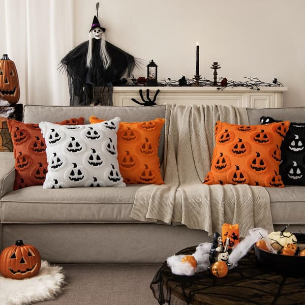 MIULEE Halloween Höst Pumpa Kuddfodral 45x45 cm Orange Svart MIULEE Halloween Fall