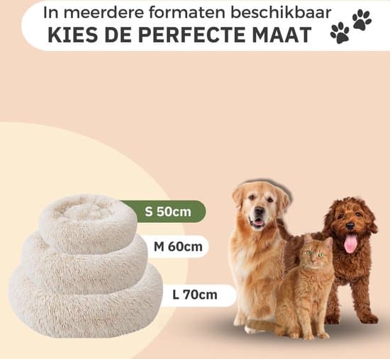 Donut Hunde Katte Seng Størrelse S 50cm Beige Vaskbar