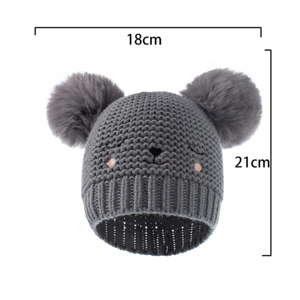 Nyfödd Baby Mössa och Handskar Set Småbarn Vinter Stickad Mössa, Grå