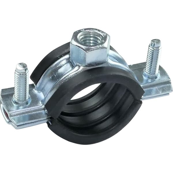 10 stk. lydisolerede rørklemmer med gummipakninger til 3/4\" rør 26-30 mm galvaniseret stål M8/M10 montering