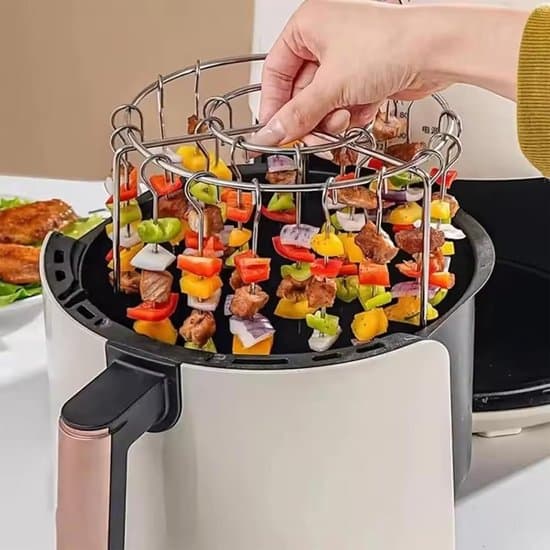 24-dele metalspydstativ, rustfrit stål, til airfryer og ovn