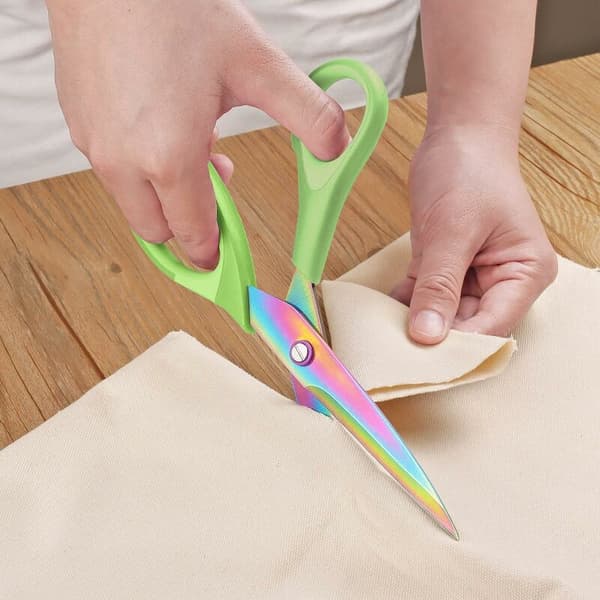 Titaniumblad Soft Grip Saks 3-delt sæt Kontor Hjem Skole Skrædder Grøn 3 stk.