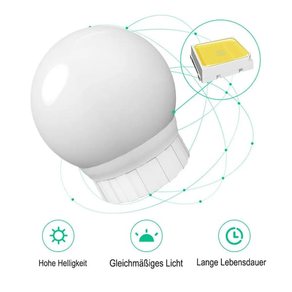 10-lys LED Makeup Spejllysstrimmel med 3-farvet dæmpning og USB-strøm Hollywood Vanity LED