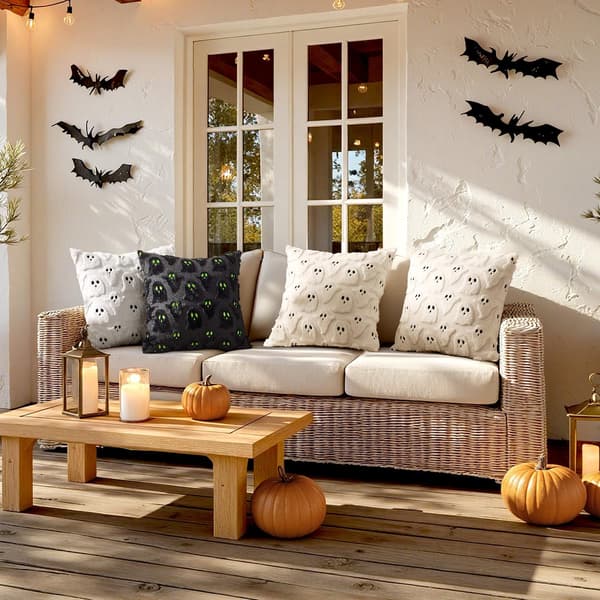 MIULEE Sæt med 2 sorte Halloween spøgelsespudebetræk 45x45 cm Set of 2