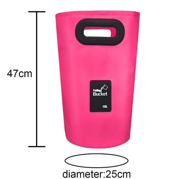 Sammenleggbar Vannbøtte - Solid og Lett Multifunksjonell Bøtte for Feriehagearbeid Utendørs Camping Fiske (Rose Rød, 15L)