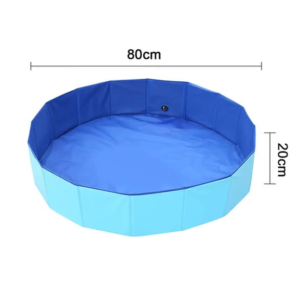 Sammenklappelig PVC Kæledyrspool Mellem 80×20cm Blå til Hund Kat Bad og Leg