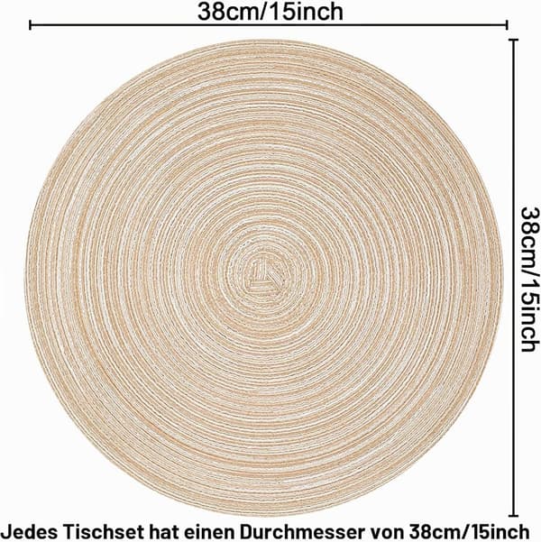 Sæt med 6 runde vævede dækkeservietter, 38 cm Set of 6