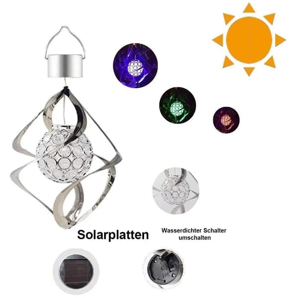 Solar vindklokke, LED farverigt roterende lys