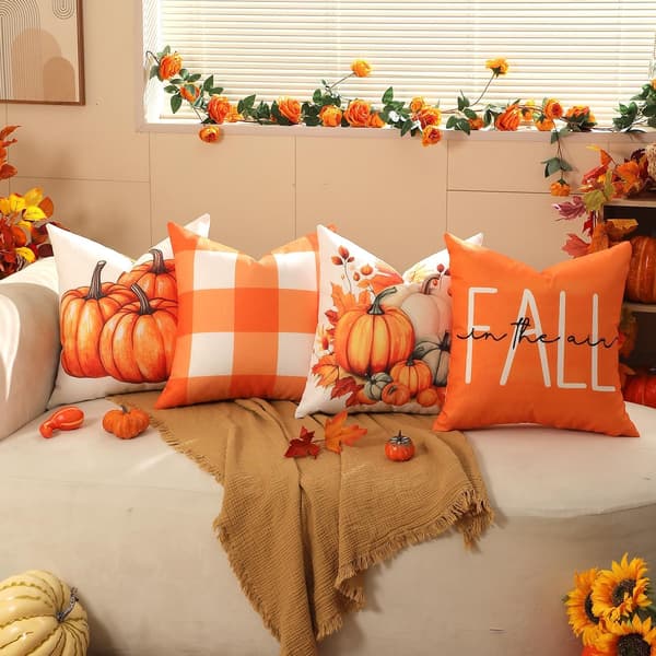 TOYPOPOR Höst Dubbelsidiga Kuddfodral 18x18, Set om 4 TOYPOPOR Fall Decorations