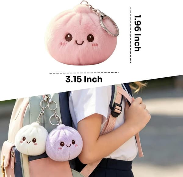 3-pack fyllda dumplingsnyckelringar, mini dumplings squishy plyschleksaker Mini