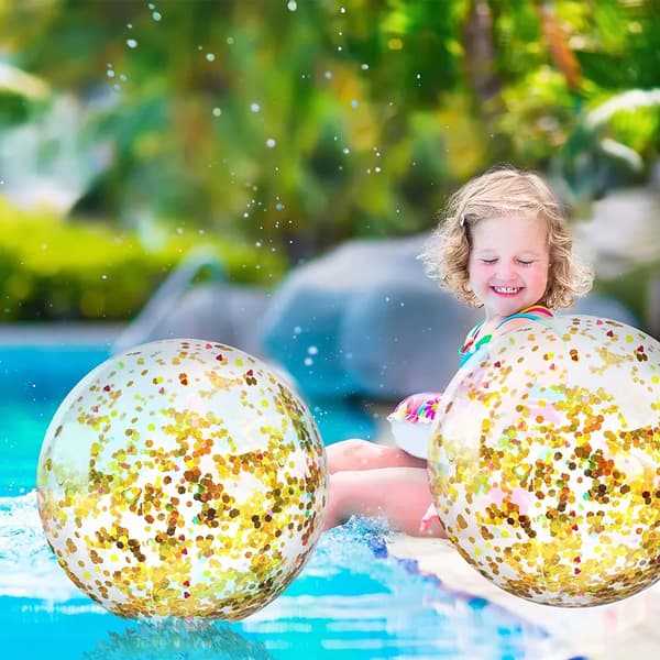 Glitter oppustelige badebolde 5-pak konfetti poolfestbolde ca. 40 cm