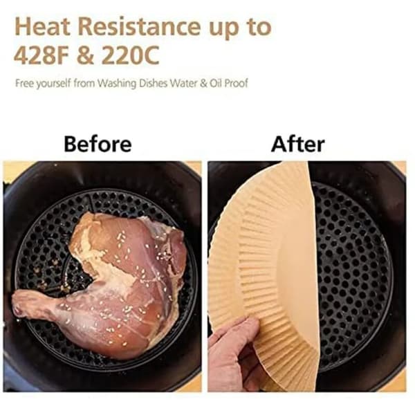 Air Fryer Pappersfoder 100 st Engångs Bakinsats 16 cm Brun Oljesäker 1-pack