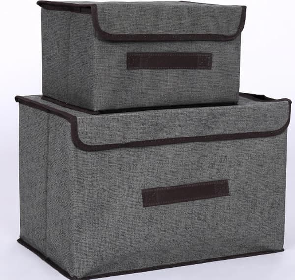 Förvaringslådor med lock 2-pack vikbara stapelbara för leksaker kläder böcker