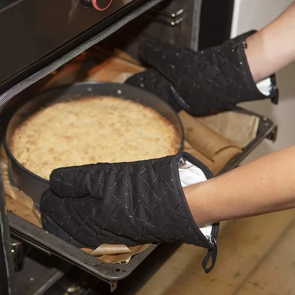 Skridsikre ovnhandsker 2 stk. 28×18 cm sort bomuld varmebestandig op til 250°C