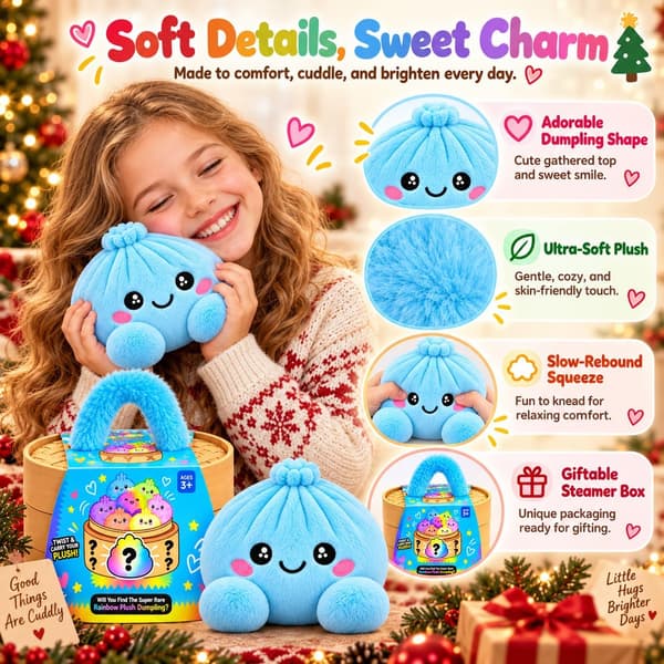 Jättedumplingkudde, söt 5-tums jumbo fylld ångbulle, regnbågs-squeeze fidget, julklapp (#H) Giant Dumpling Pillow