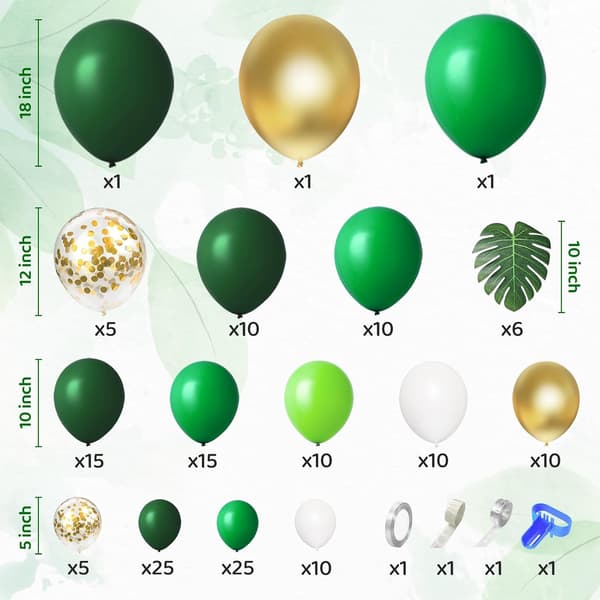163 kpl viidakkojuhlien ilmapallokaarisarja vihreä dinosaurus St Patrickin sisustus 163 pcs