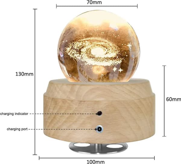 3D Kristallkula Speldosa LED-bas Roterande Glöd Födelsedagspresent Stil 2