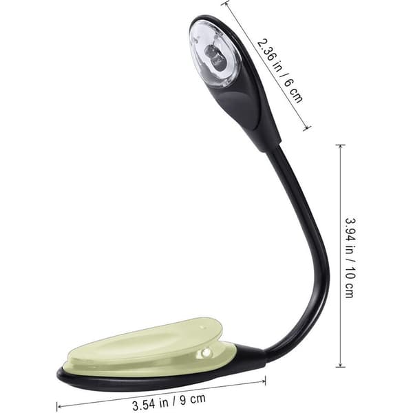 Mini LED Clip Boglampe Grå Fleksibel Slange Læselampe Grå Grøn Klips Sort Hoved 1 Stk