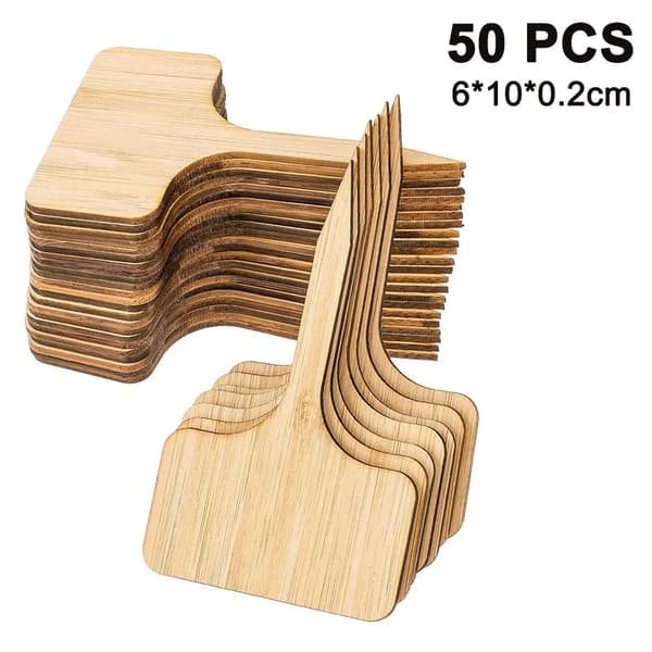 Bambu T-kasvilaput 50 kpl kirjoitettavat puutarhamerkit 6x10cm tussilla