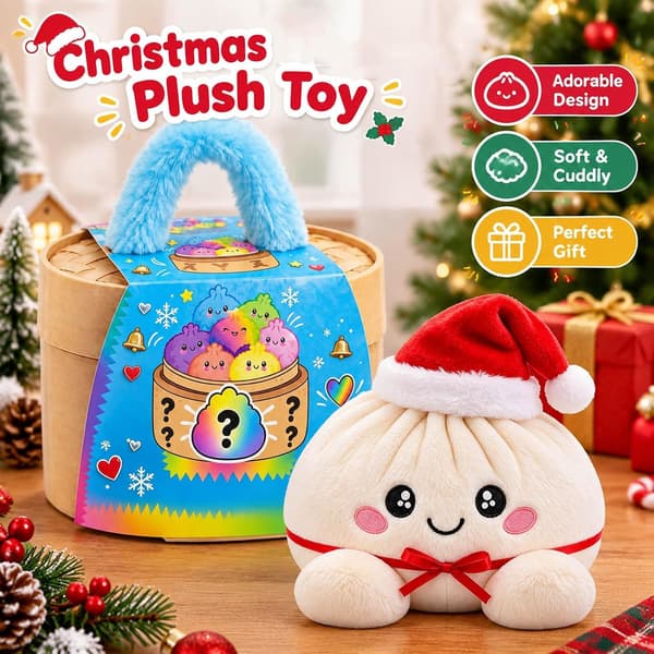 Store Dumpling Squishies, 6 tommer sød plys udstoppet Squishy med damper, stressaflastende legetøj Large
