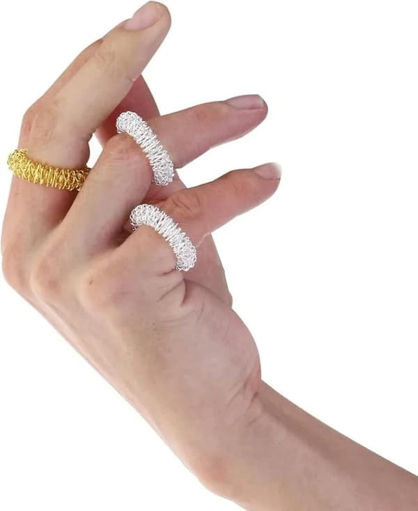 Spikiga sensoriska fingerringar 10-pack rostfritt akupressur vuxen tyst fidget