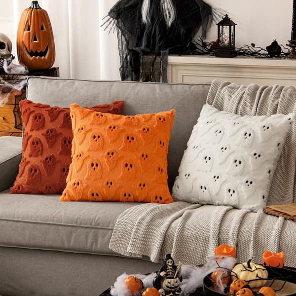 MIULEE Orange Halloween Ghost Kuddfodral 18x18 Höstdekoration MIULEE Brunt Orange