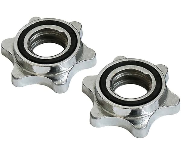 2st 25mm Hantelstång Stjärnhalsband Krom Låsmuttrar Standard Viktskivsklämmor