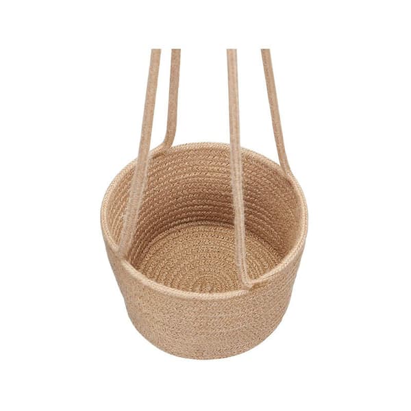 Beige Hängande Planteringskärl Modern Bomullsrep Korg Väggmonterad Passar Inomhus Utomhusväxter 2 st 20cm