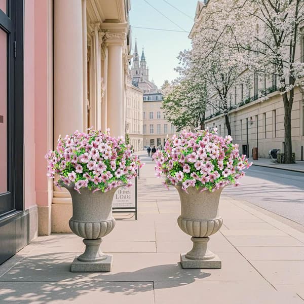 24 stk. kunstige udendørs blomster, lyserøde, til boligindretning 24 pcs