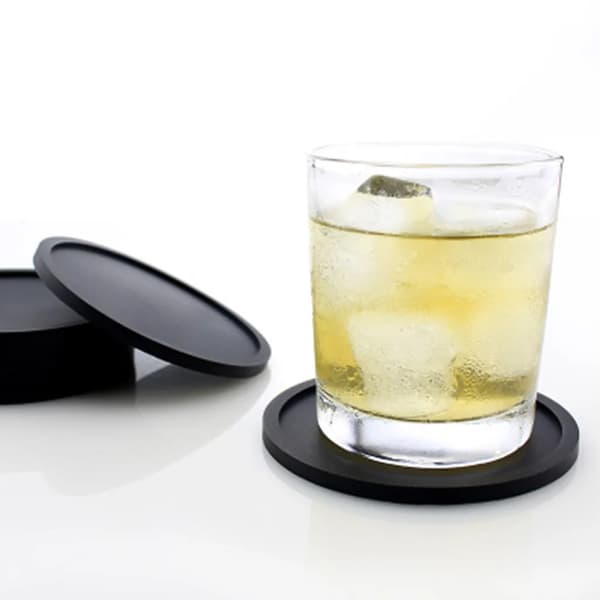 Silikone Coasters 8-pak Runde Skridsikre Sorte Kaffe Te Glasflaske Hjem