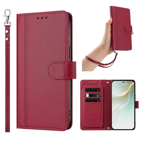 Plånboksfodral kompatibelt med iPhone 16e / 17e, 9 kortplatser, PU-läder, vikbart stativ, 16 cm rem Compatible For iPhone