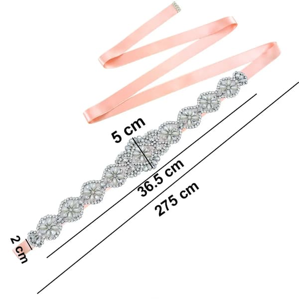 Brude Rhinestone Bryllupsbælte - Sølv Rhinestone Bælte til Kvinder Formel Aftenkjole, One Size, Pink