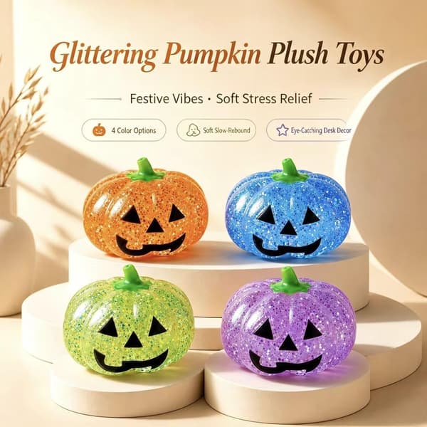 Oransje Halloween Gresskar Stressball Klemmeleke