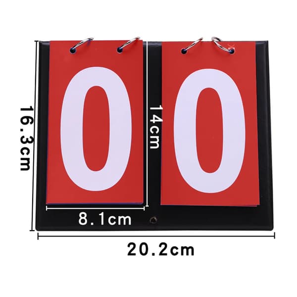 1 stk. Flip Scoreboard 2-cifret bærbart sportstæller rødt bord