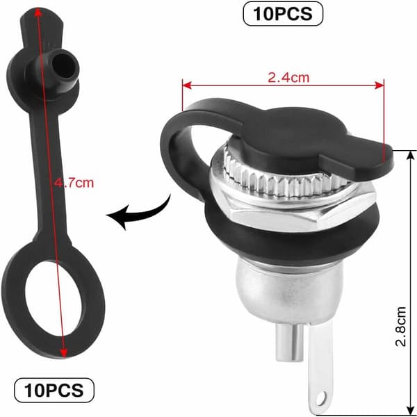 10 kpl DC-naarasliittimiä 5,5x2,1 mm pölysuojilla, muttereilla, aluslevyillä, virtaliittimen vaihto
