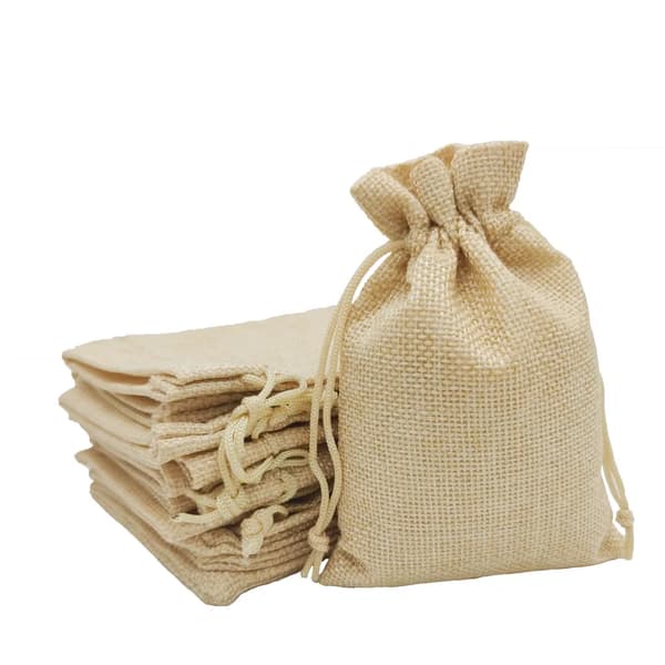 Jutevävspåse med dragsko 20x30cm Beige Presentförvaring Smycken Kosmetikpåse