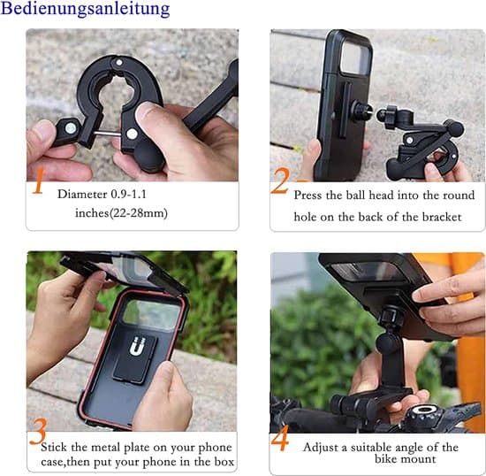 Vattentät cykeltelefonhållare för 22-28 mm styre