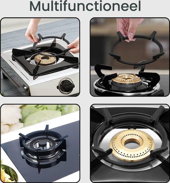 Støbejerns Wokring, 18cm, Sort, Kompatibel med Gasblus
