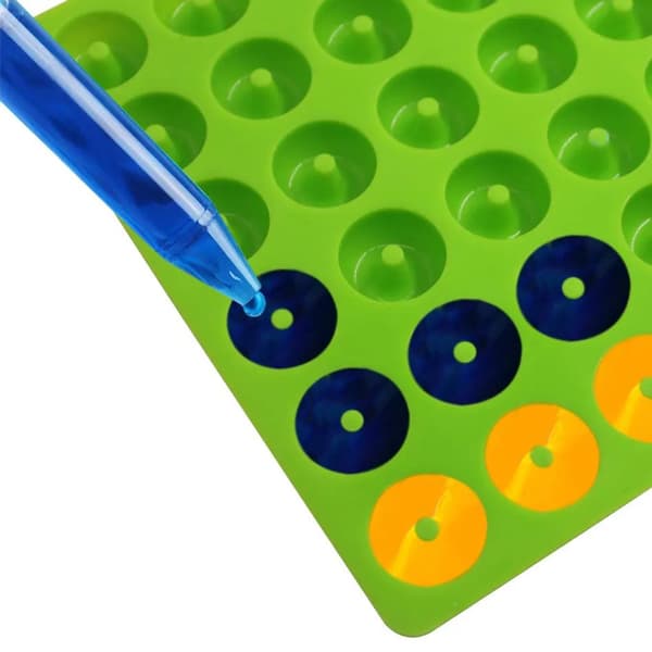 Mini Donut Silikoneforme 3 stk. Blå Lilla Grøn med 3 Pipetter 48-Huls