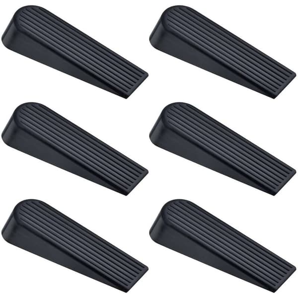 Sorte gummidørstopkiler 6 stk. 10,4x2,9x2,5 cm til 5-21 mm mellemrum