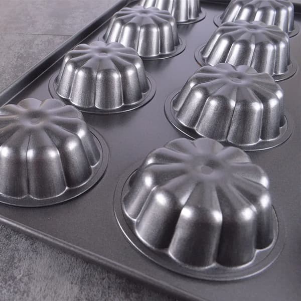 Original Fluted Kakform Mini Aluminium Kakform för 12 Kakor Grafit